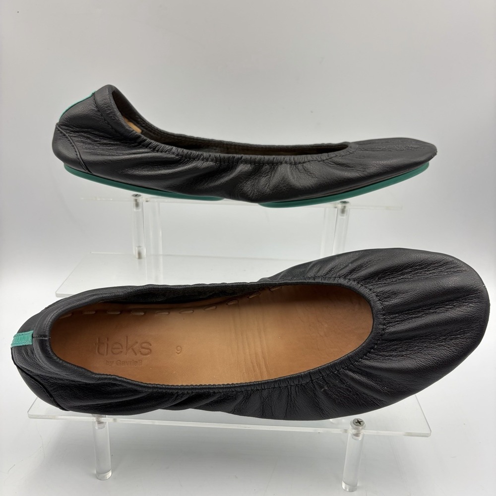 Tieks Folding Ballet Flats Black‎ Matte Leather Women's 9 Travel Shoes Gavrieli